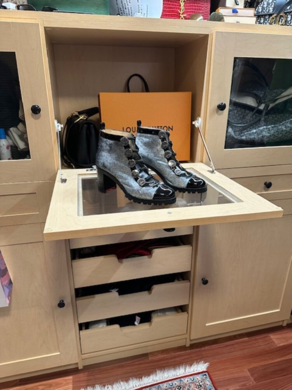 Christian Louboutin Calf Hair Combat Boots Women's Size 37.5